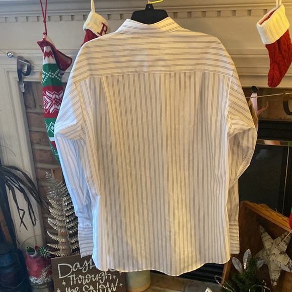 Mens Donald Trump Signature white blue striped button down 17 1/2 34/35 - Picture 5 of 5